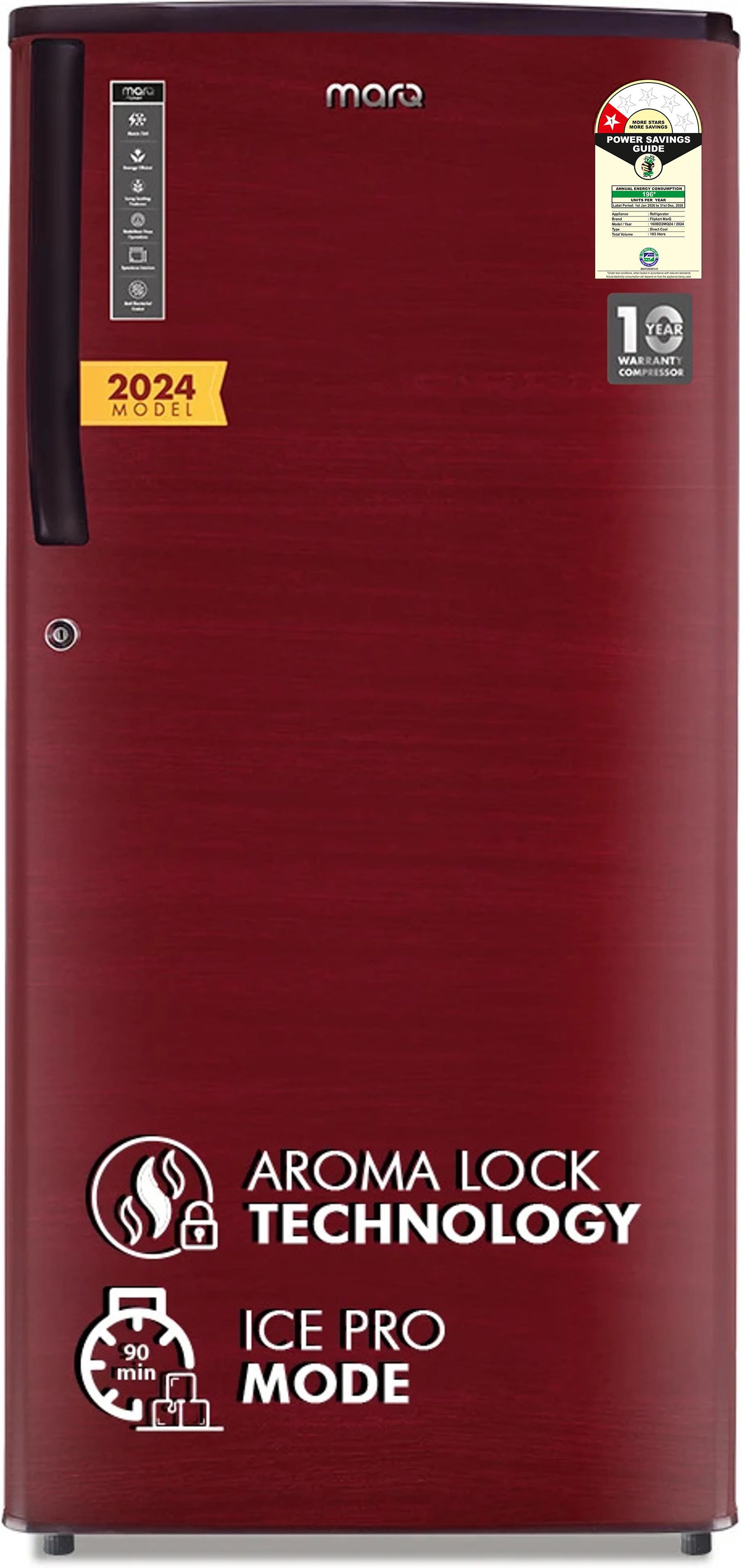 183 L Direct Cool Single Door 1 Star Refrigerator with Toughened Glass Shelves and Large Vegetable Basket-image-5