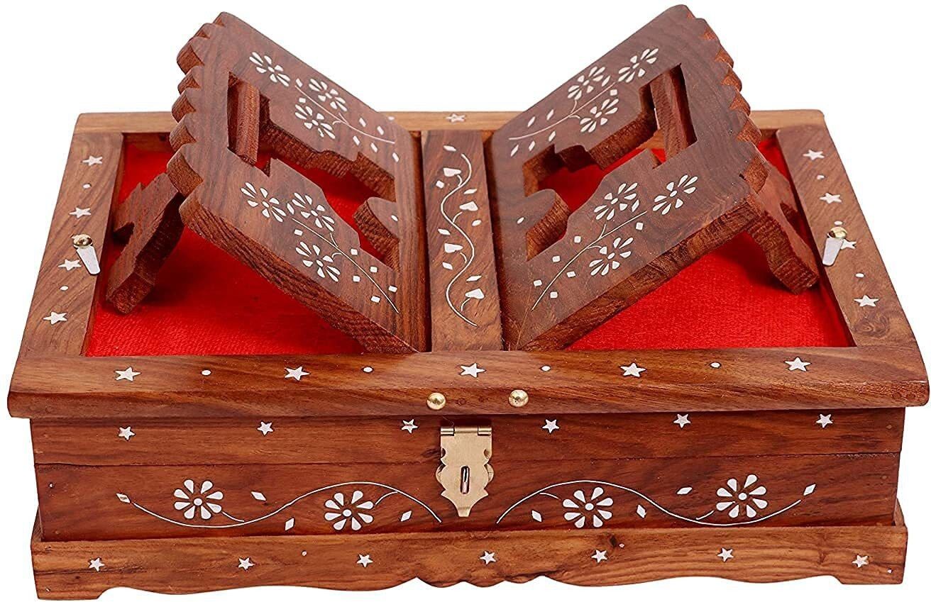 wooden quran box holy stand for quran ramayan bible gita guru granth sahib Wooden Brown Rehal-image-42