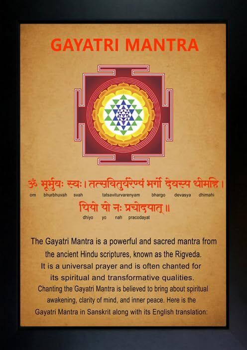 crowdhall Gayatri Mantra Photo Frame | Gayatri Mantra Wall Hanging Painting For Home Religious Frame-picture-34