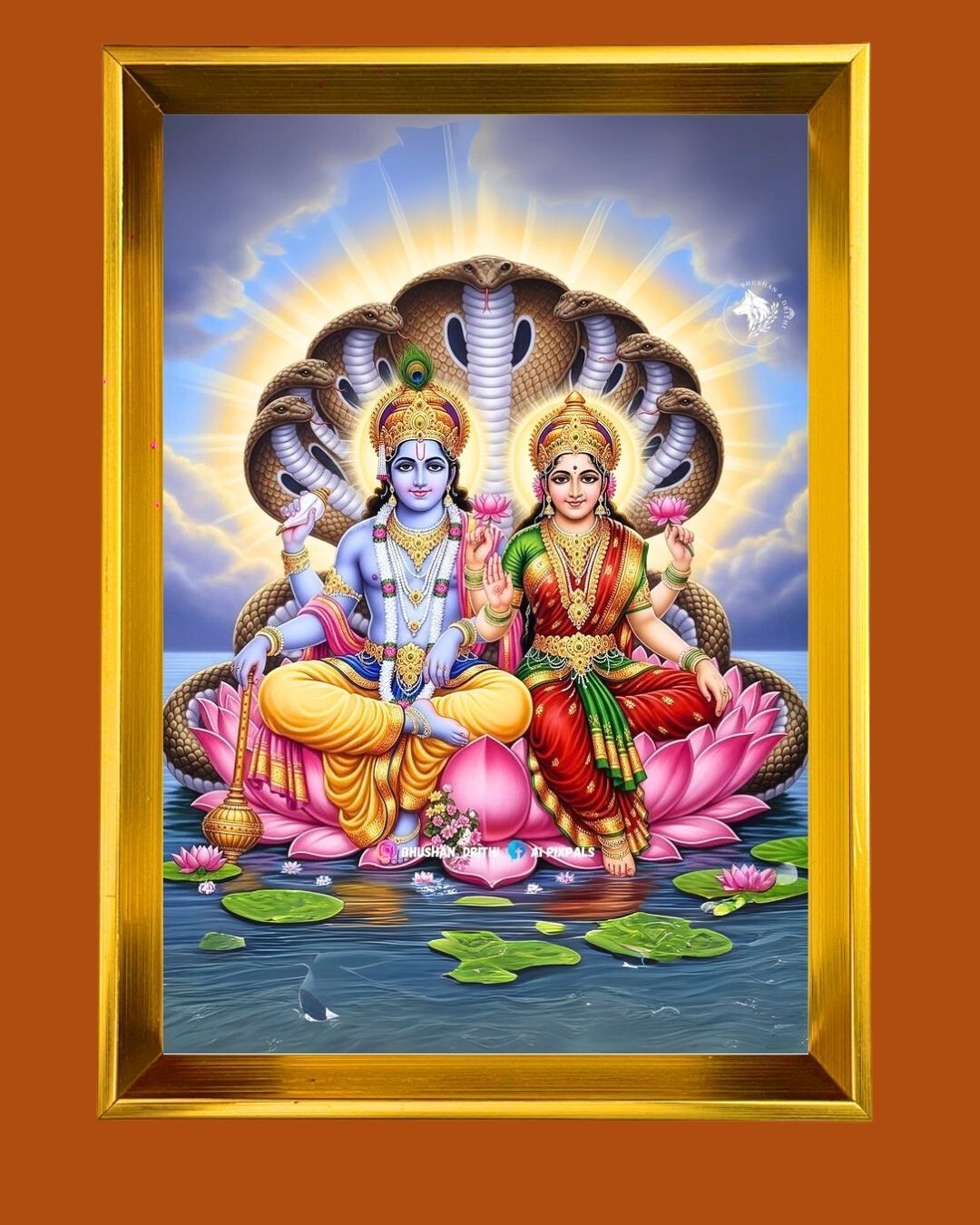 Lakhsmi And Narayan Golden Photo Frame Religious Frame-image-20