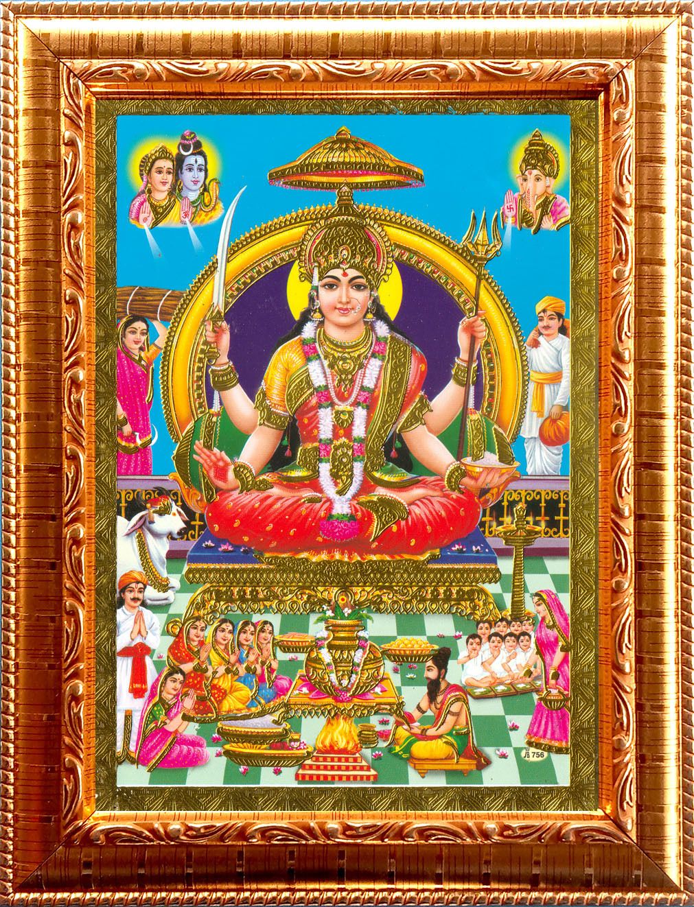 SANTOSHI MATA GOLDEN PHOTO FRAME SMALL SIZE (6.5 X 8.5) INCH RECTANGULAR Religious Frame-image-48
