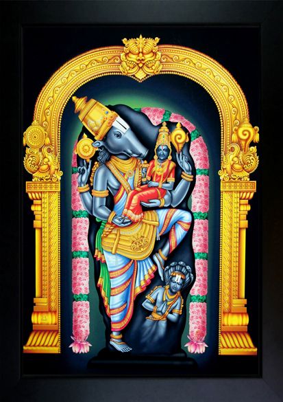 crowdhall Varaha Swamy Photo Frame | Sri Varaha Swamy with Lakshmi Devi (10 X 13.5 IN ) Religious Frame-picture-46