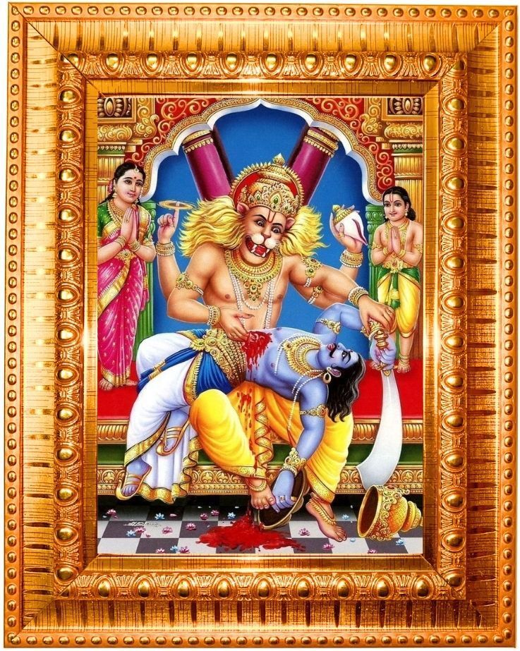 Lord Narashimha Golden Designer Photo Frame Religious Frame-image-15
