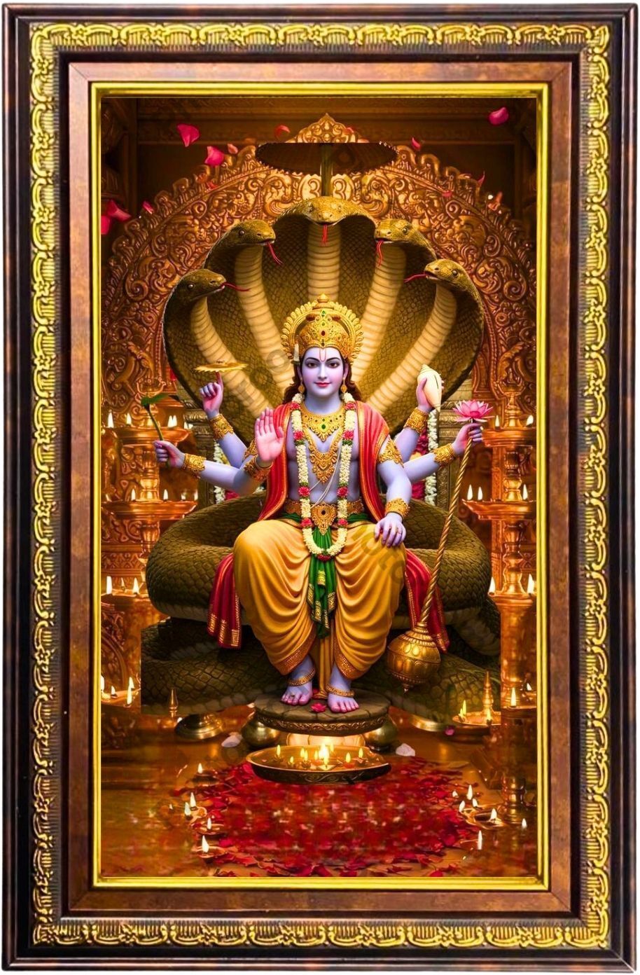 Lord Vishnu Digital Golden Balck Color Photo Frame Religious Frame-image-23