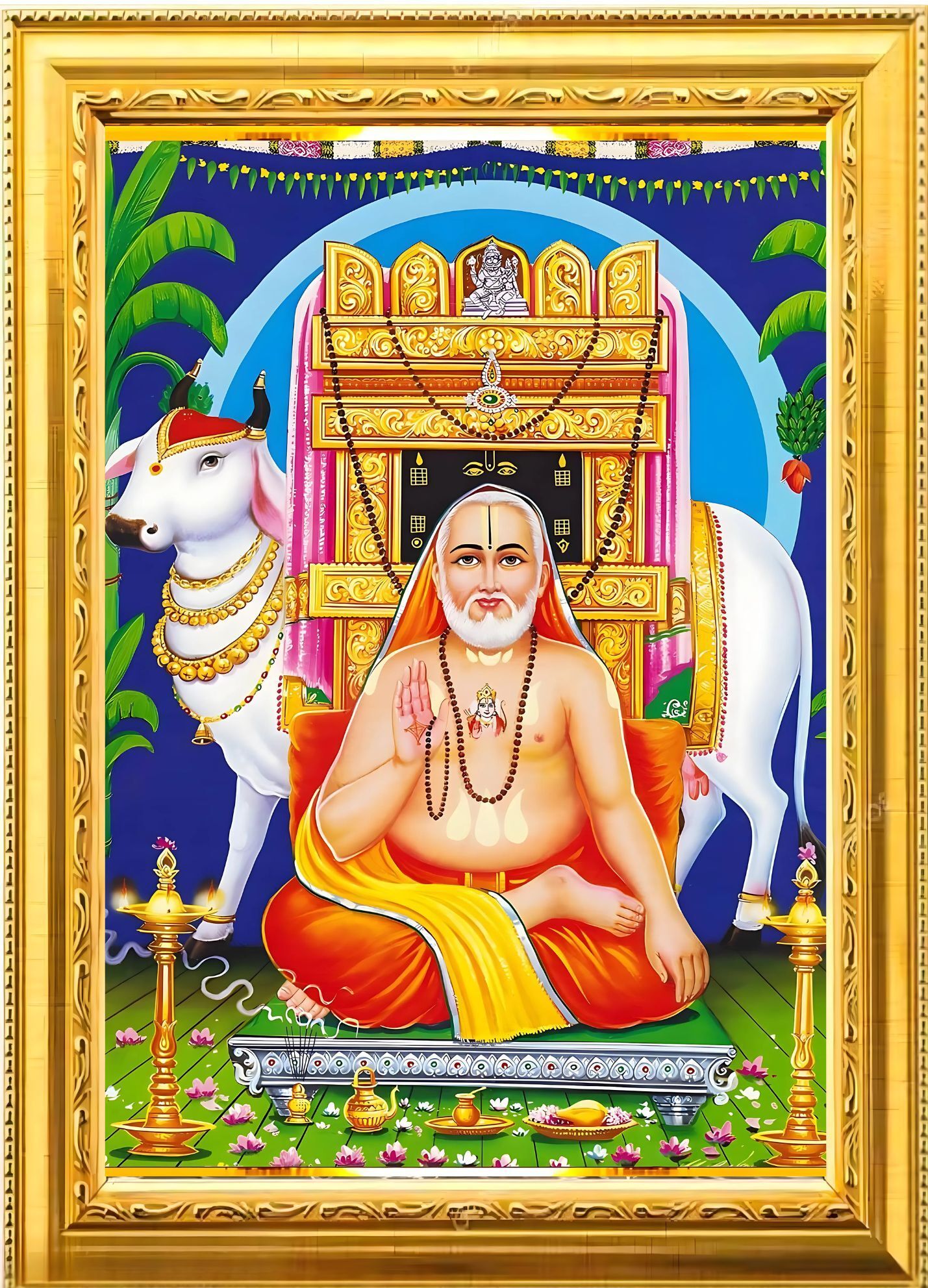 raaghuveendra swami golden fhoto frame(6*8)inch laminated frame Religious Frame-image-2