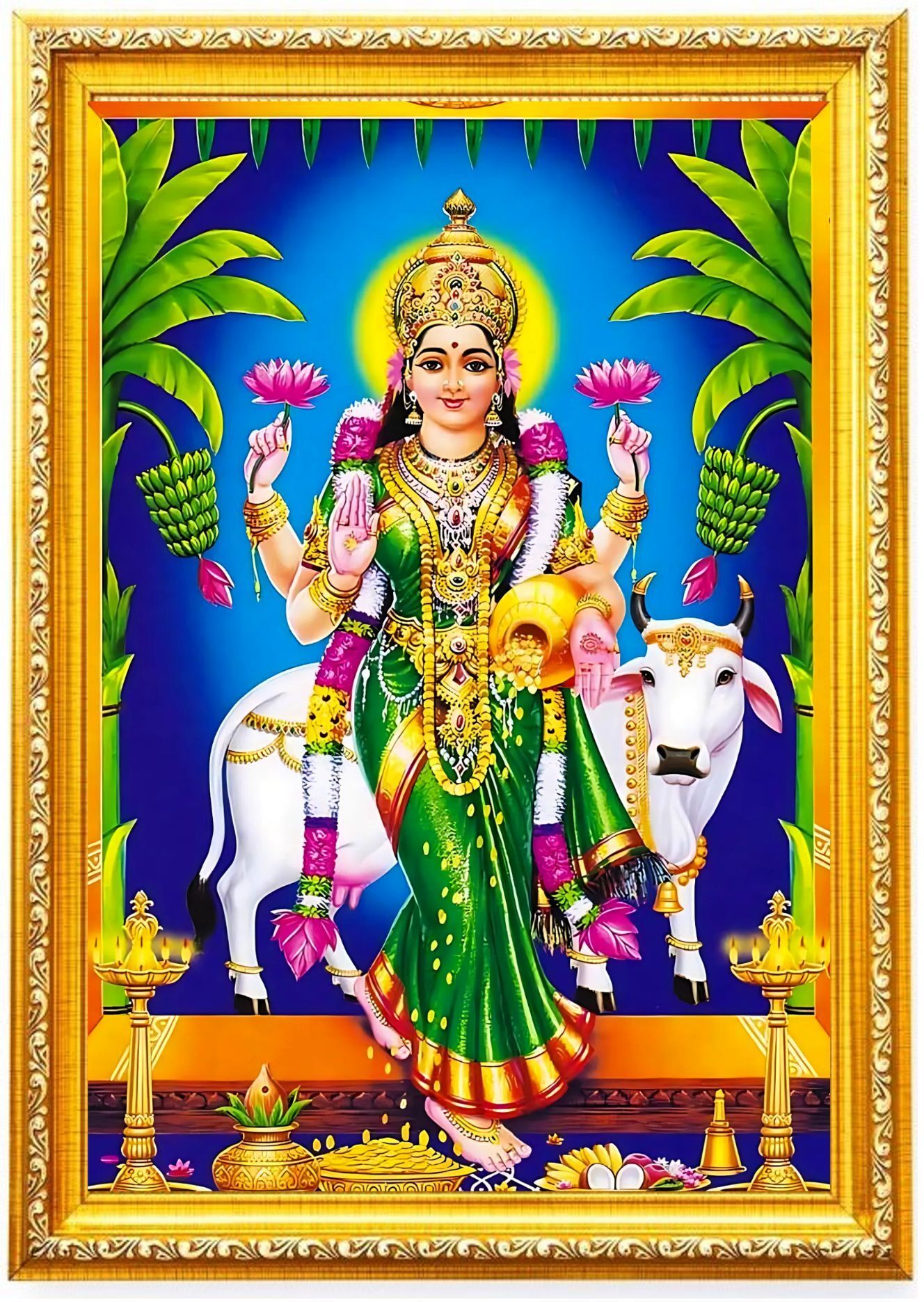 sanskritiframe Vasthu Graha Lakshmi golden photo frame laminated (6x8) inch Religious Frame-picture-21
