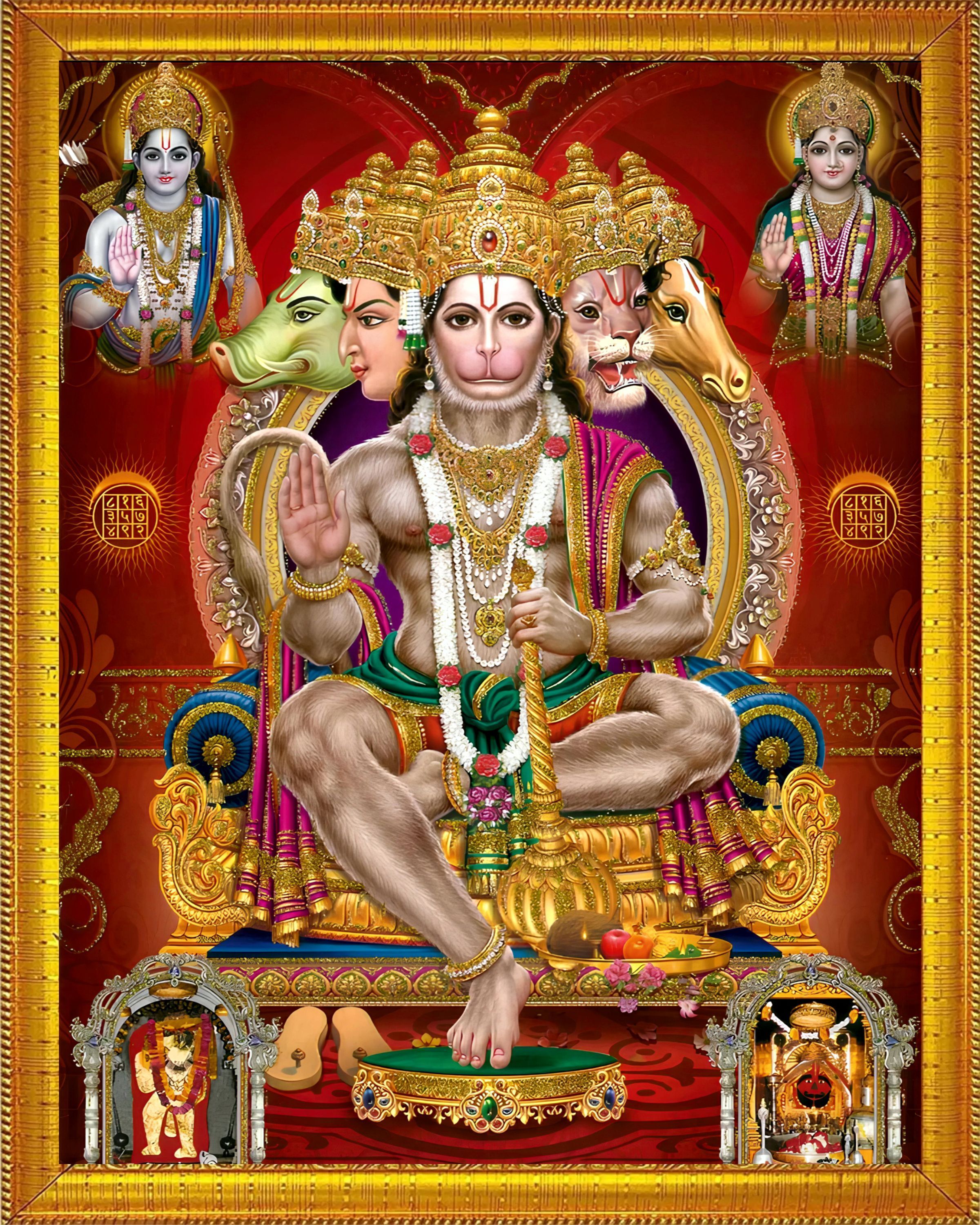 panchmukhi hanuman Ji photo, panchmukhi balaji photo frame/Photo Frame PB1760 Religious Frame