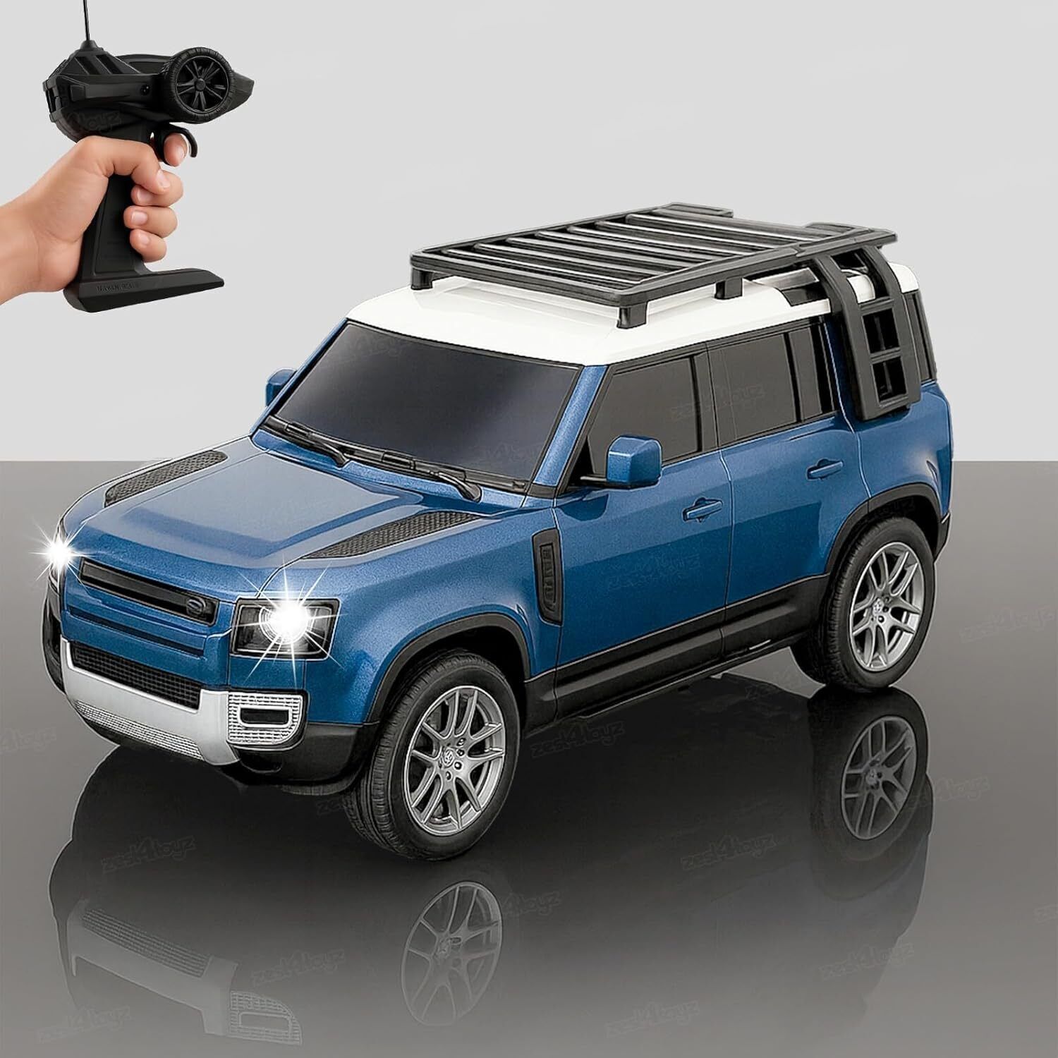 Remote Control Land Rover Defender 1:16 with Mist Spray & Lights, Green SUV Toy-image-38