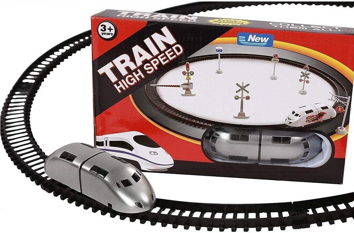 High Speed Bullet Train with Tracks | Model Electric Toy Train Set for Kids-image-34
