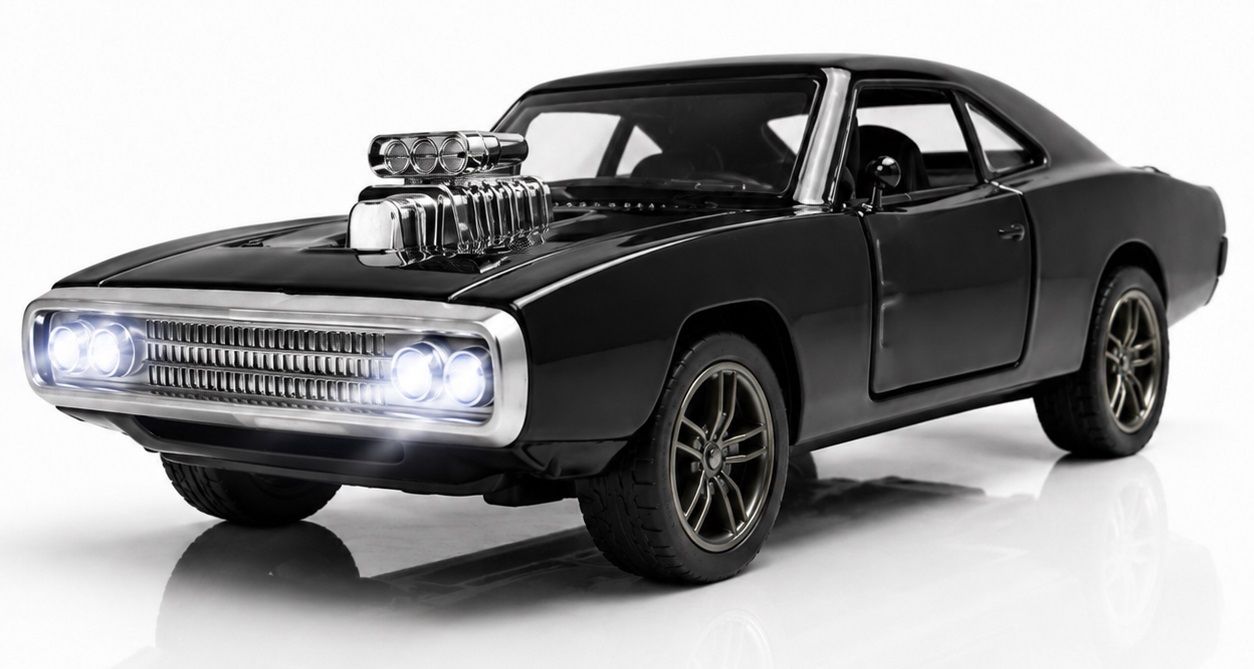 1:36 Scale Fast Furious Dodge Charger Toy Car Diecast Pullback, Light Sound-image-24