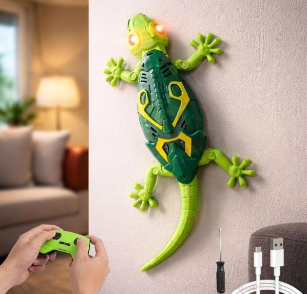 sainiplayz RC Wall Climbing Gecko Remote Control Lizard Toy LED Rechargeable Robot (Green)-picture-11
