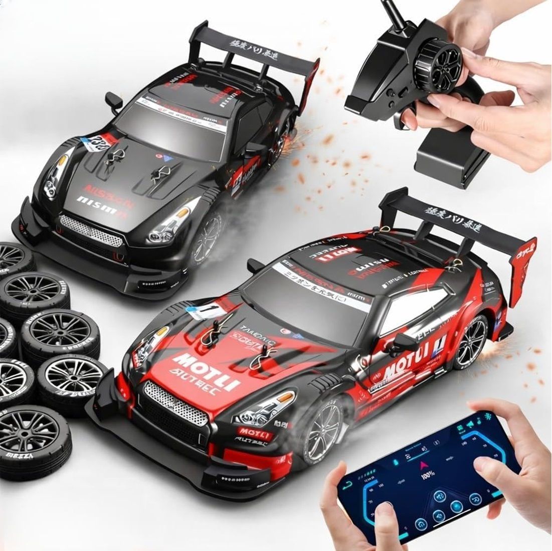 papaspace RC Drift Car 1:24 Scale 4WD App & Remote Control Racing Car 25KM/H with LED-picture-23