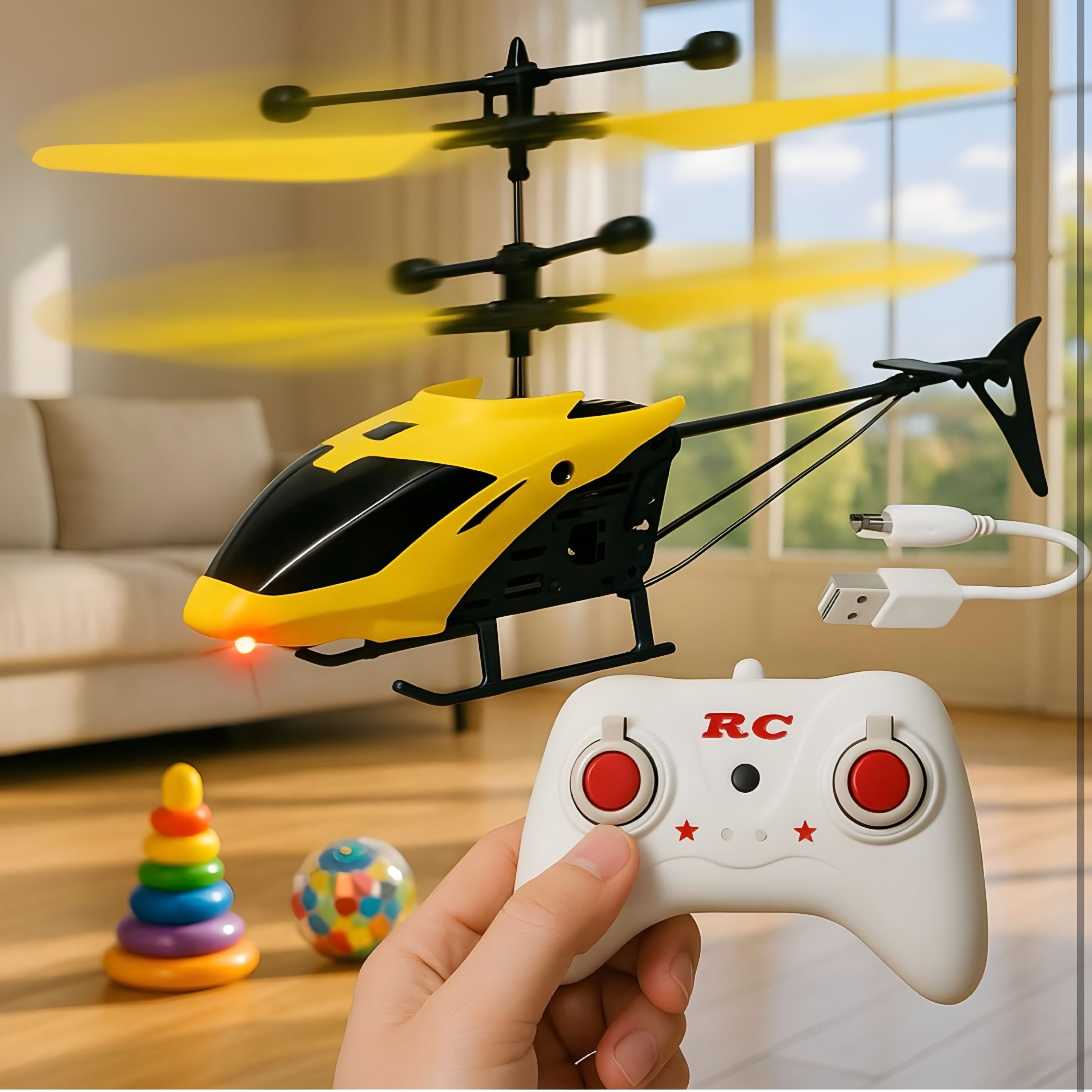 RC Gravity Helicopter Toy with Dual LED Lights | Hand Sensor Flying Toy for Kids-image-19