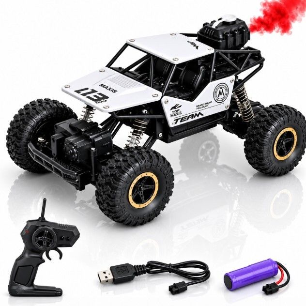 pepstter Rechargeable 4WD RC Rock Crawler with Smoke Spray Off Road Adventure Toy-picture-43