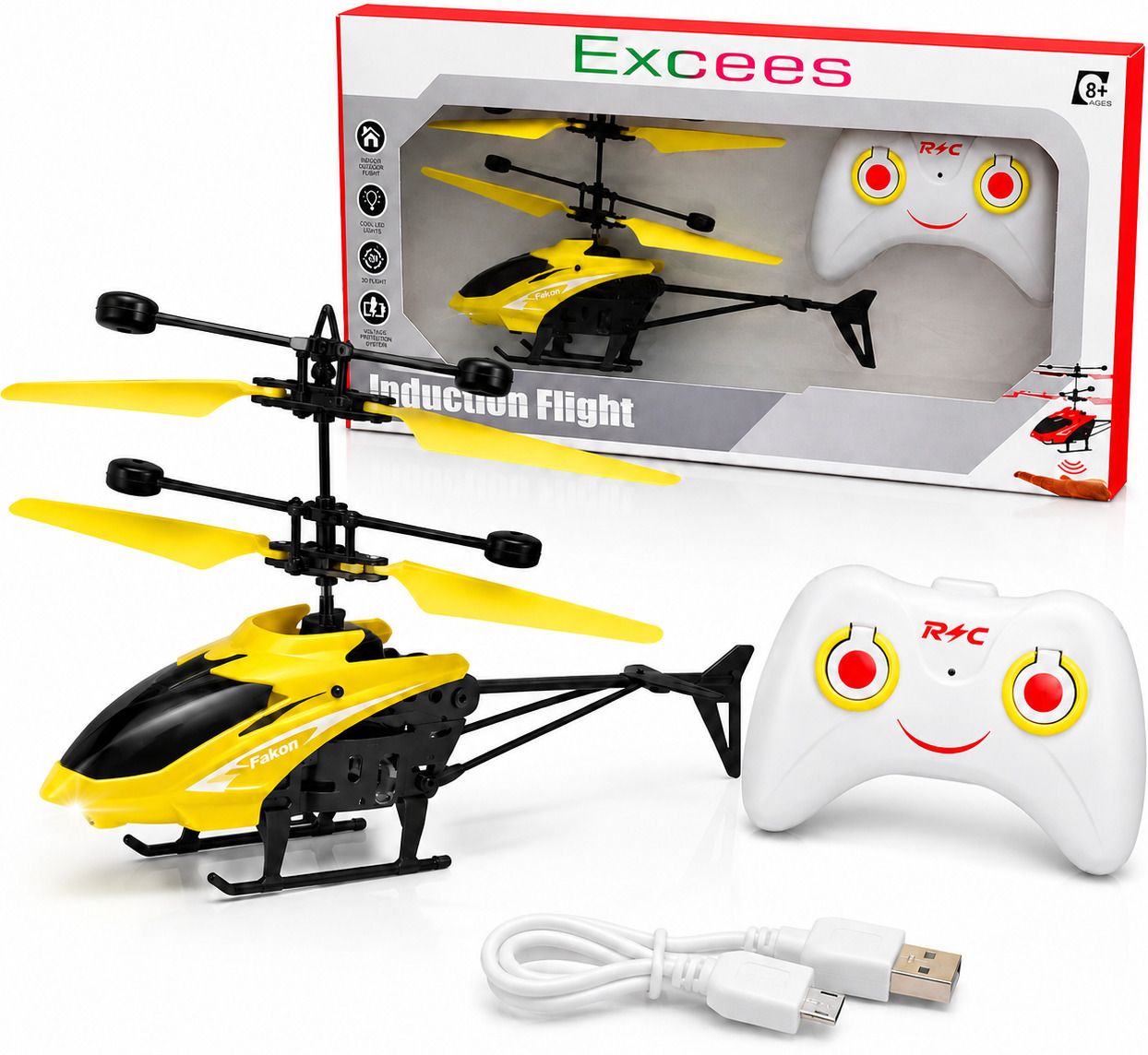 RC Helicopter Toy for Kids | Rechargeable Hand Sensor LED Flying Chopper-image-31
