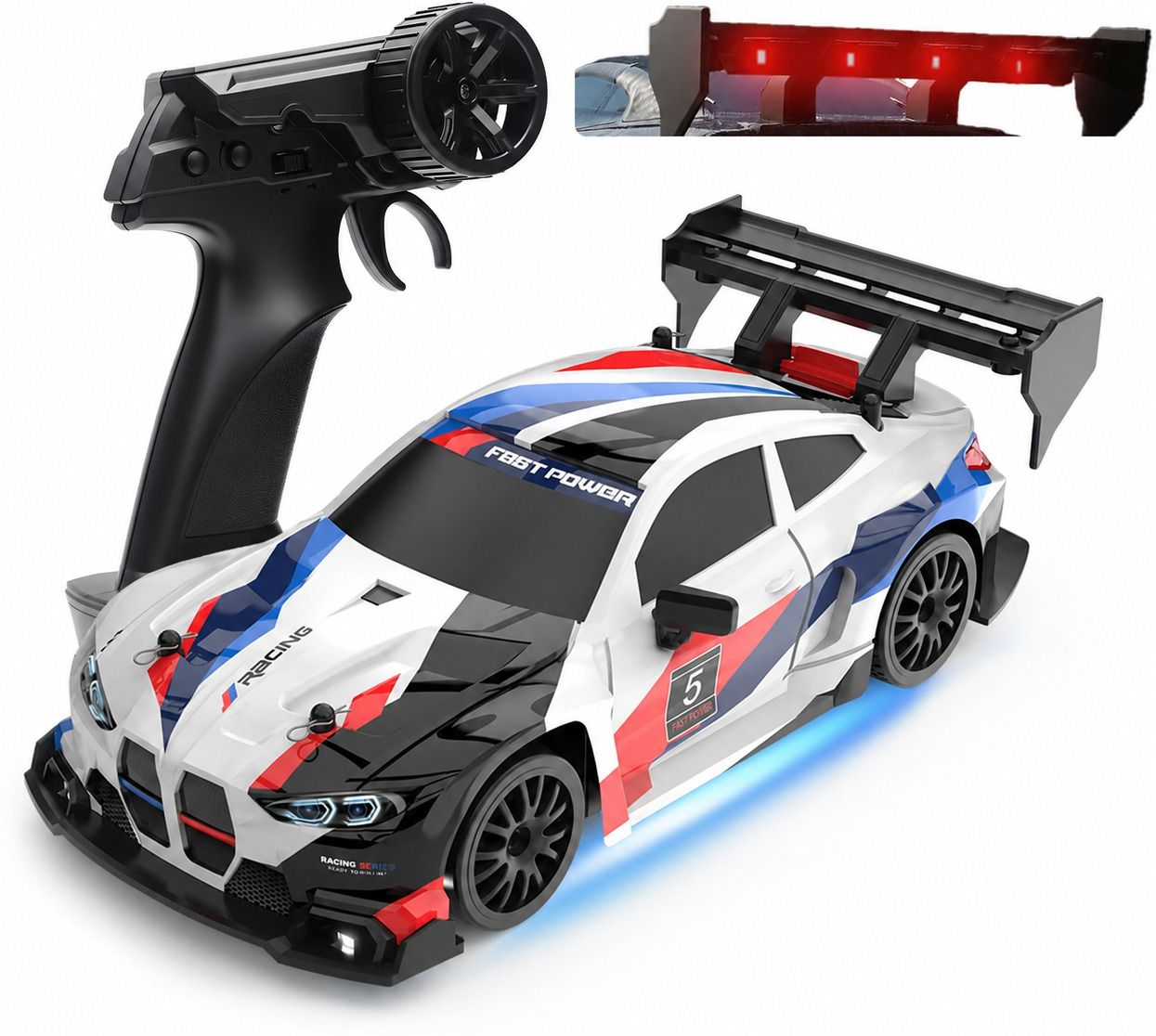 dwh 4WD High-Speed RC Drift Car with LED Lights, Rechargeable Battery (BMV)-picture-47