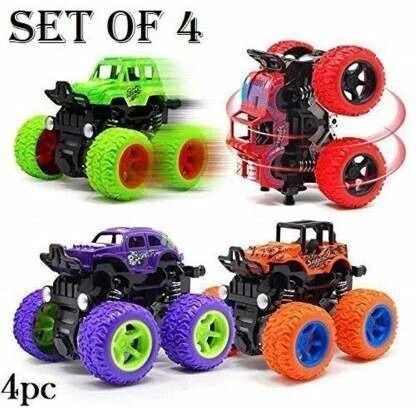 fizz Mini Monster Trucks Friction Powered Cars for Kids Big Rubber Tires Baby Boys Super Cars Blaze Truck Children Gift Toys Mini Rock Crawler (Multicolor, Pack of: 4)-picture-25
