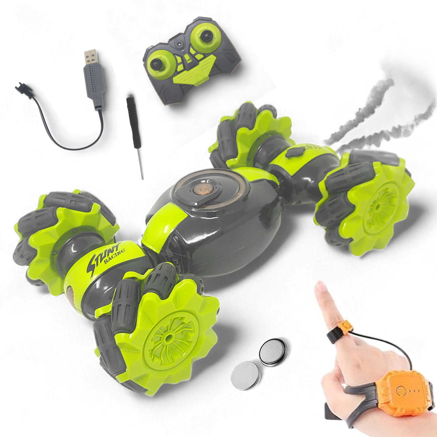 fanseekart Rc Stunt Car Double Sided Rotating Hand Gesture Twisting Car with smoke effect_9 image 1