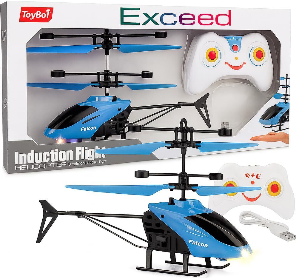 Induction Flying Helicopter Toy with LED, Rechargeable (Blue)-image-8