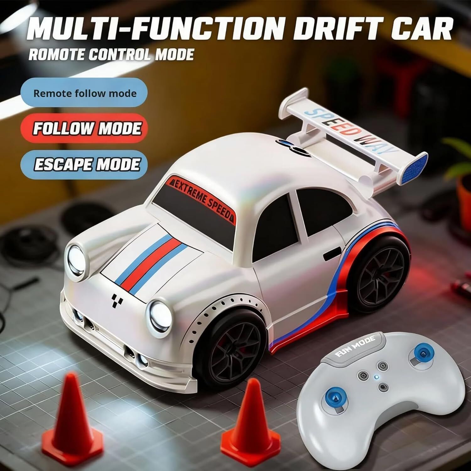 rectitude Mini RC Drift Remote Control Car for Kids, LED Lights, Sound Effects(h)-picture-15