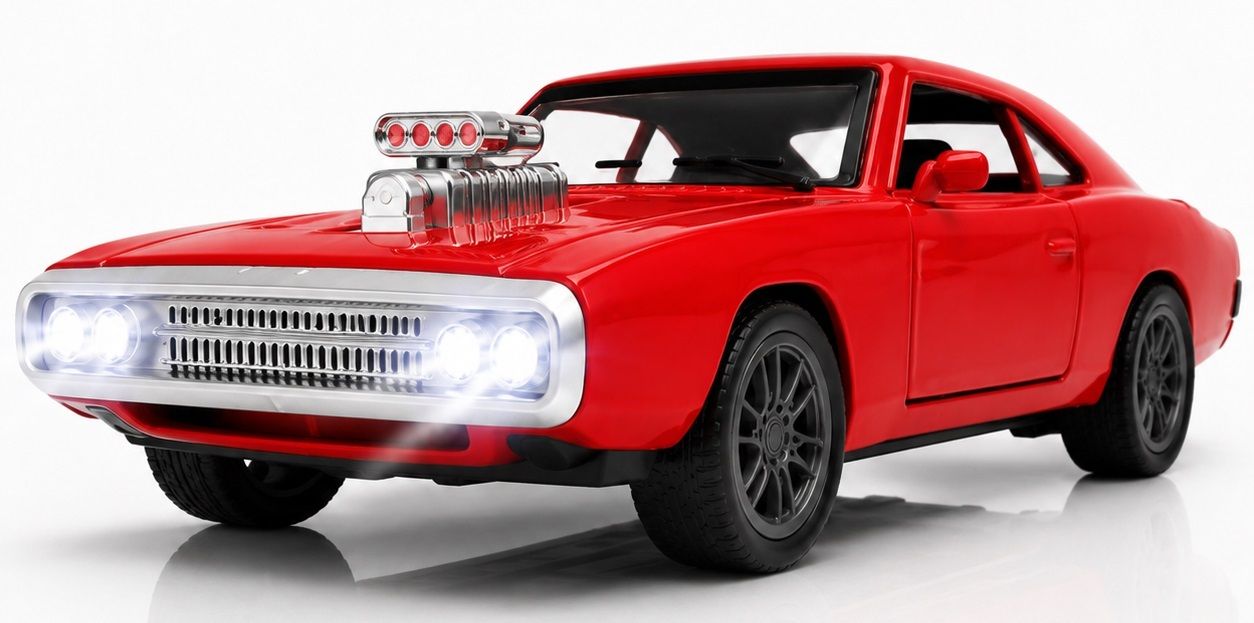 1:36 Scale Fast Furious Dodge Charger Toy Car Diecast Pullback, Light Sound-image-4