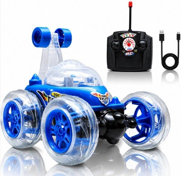 pepstter 2.4GHz Rechargeable RC 360° Stunt Car Double Sided Rotating Car Blue Edition-picture-16