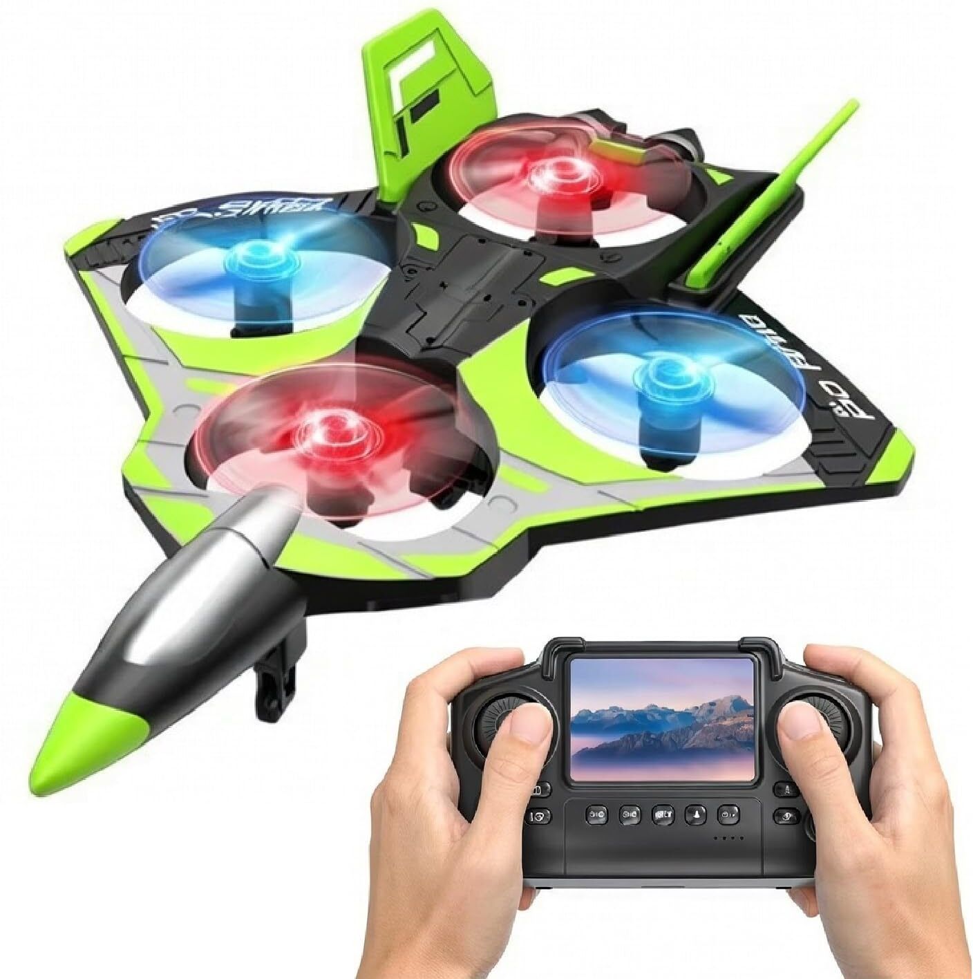 Remote Control Airplane Drone with Camera Foam Glider Plane LED 360° Stunts Kids Drone