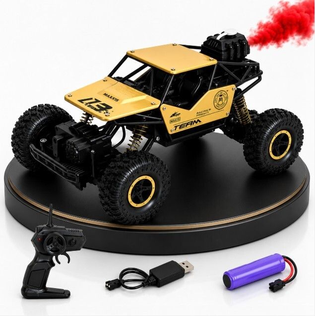 Premium Gold 4WD RC Rock Crawler with Smoke Spray Off Road Adventure Truck Toy-image-26