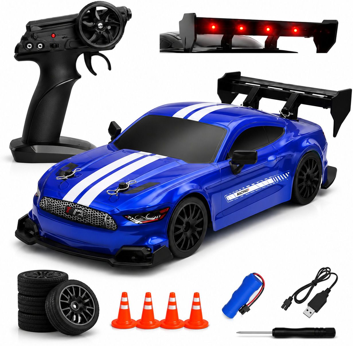 memobees High Speed Drift RC Car 1:24 Scale with LED Lights | Rechargeable Battery-picture-30