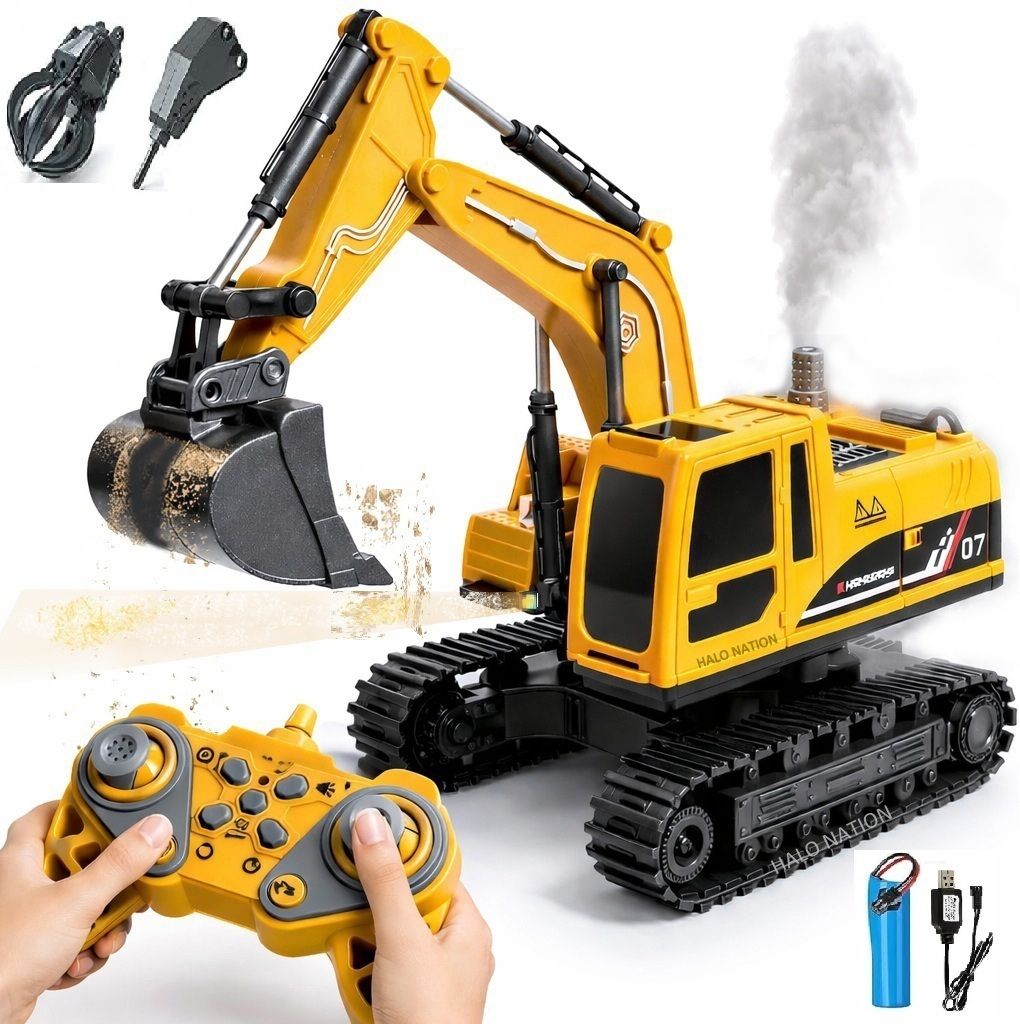 11 Channel RC Excavator Rechargeable Truck With 360° Rotation & Moving Shovel