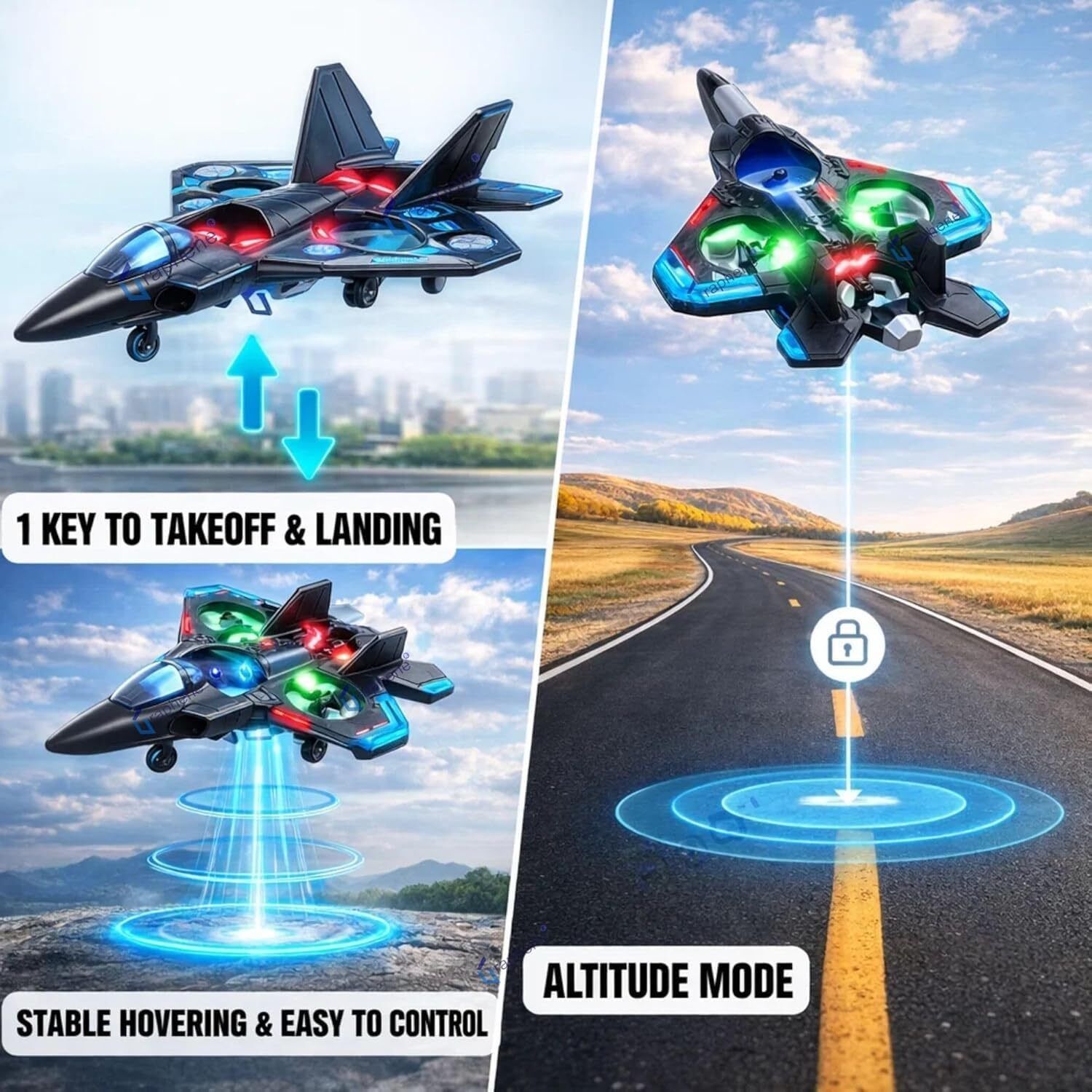 techel Remote Control Fighter Jet Airplane Toy, 2.4GHz RC Aircraft with LED Lights X13-picture-30