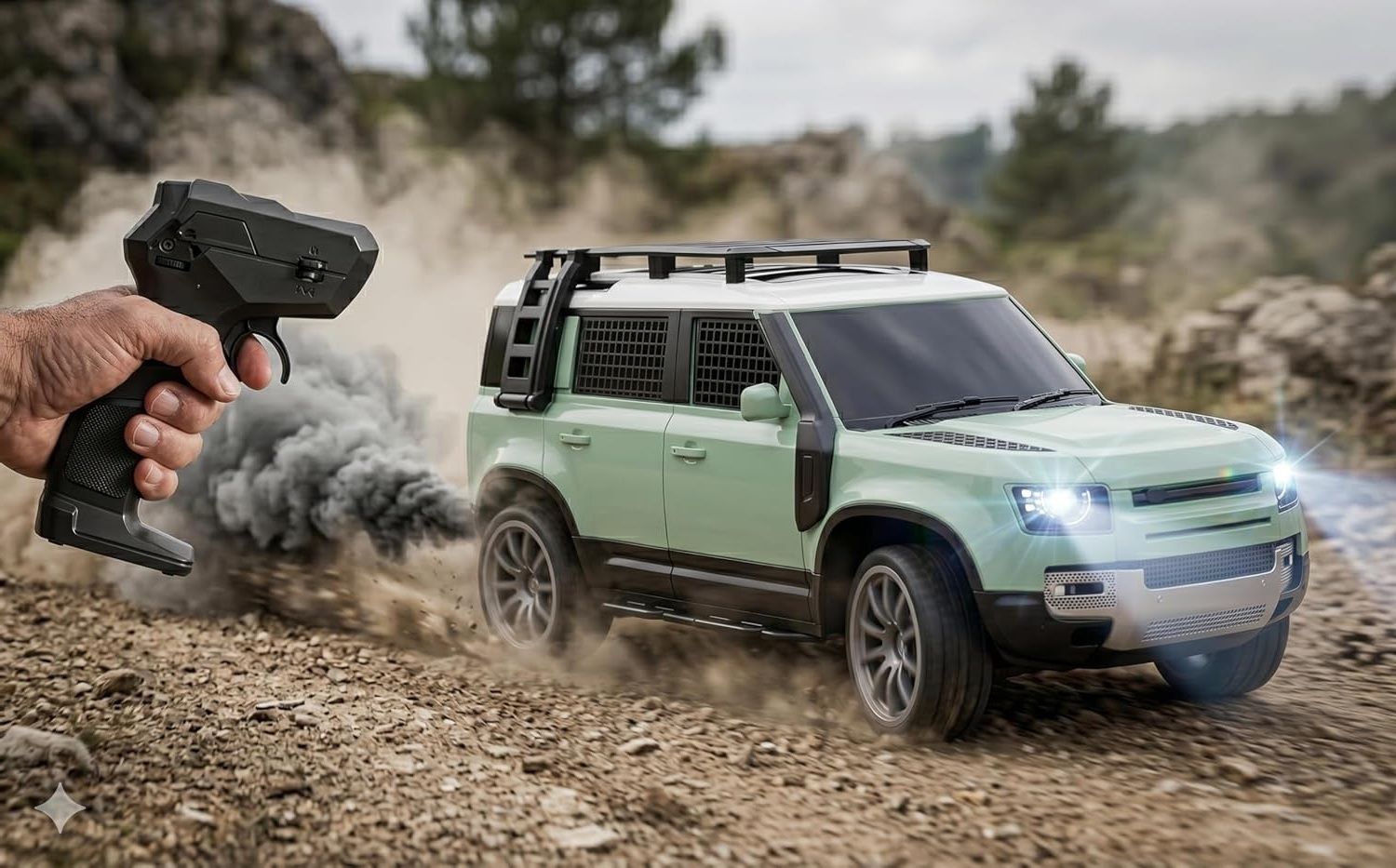 joyaura Remote Control SUV Defender Car with Headlight,Tail Light, Smoke (Rechargeable)-picture-25