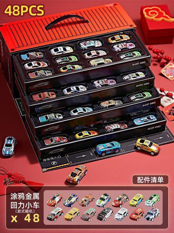Metal Pull Back Toy Car Set with Container Storage Box for Kids-image-19