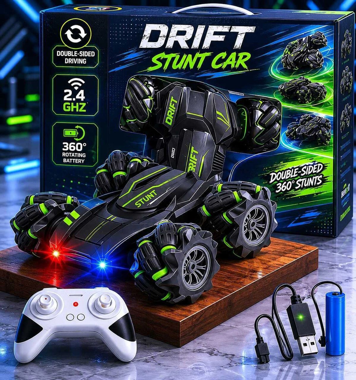 360° Double Sided RC Stunt Car | High Speed Drift Toy Car-image-19