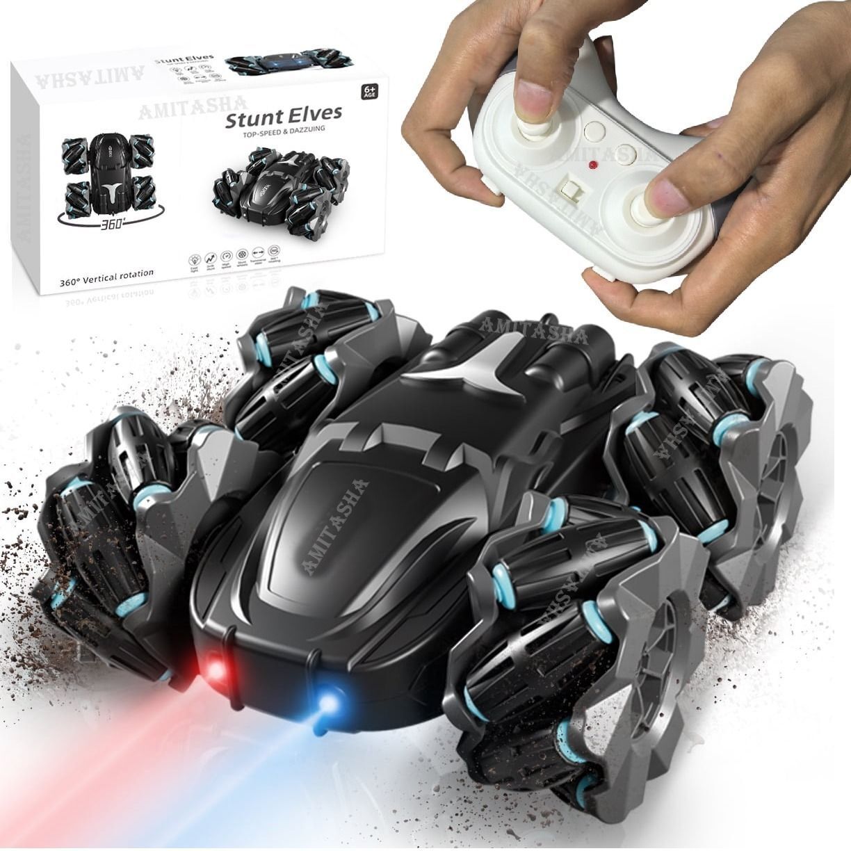 4x4 Double-Sided RC Car for Kids & Adults LED Lights 360° Rotation Rechargeable
