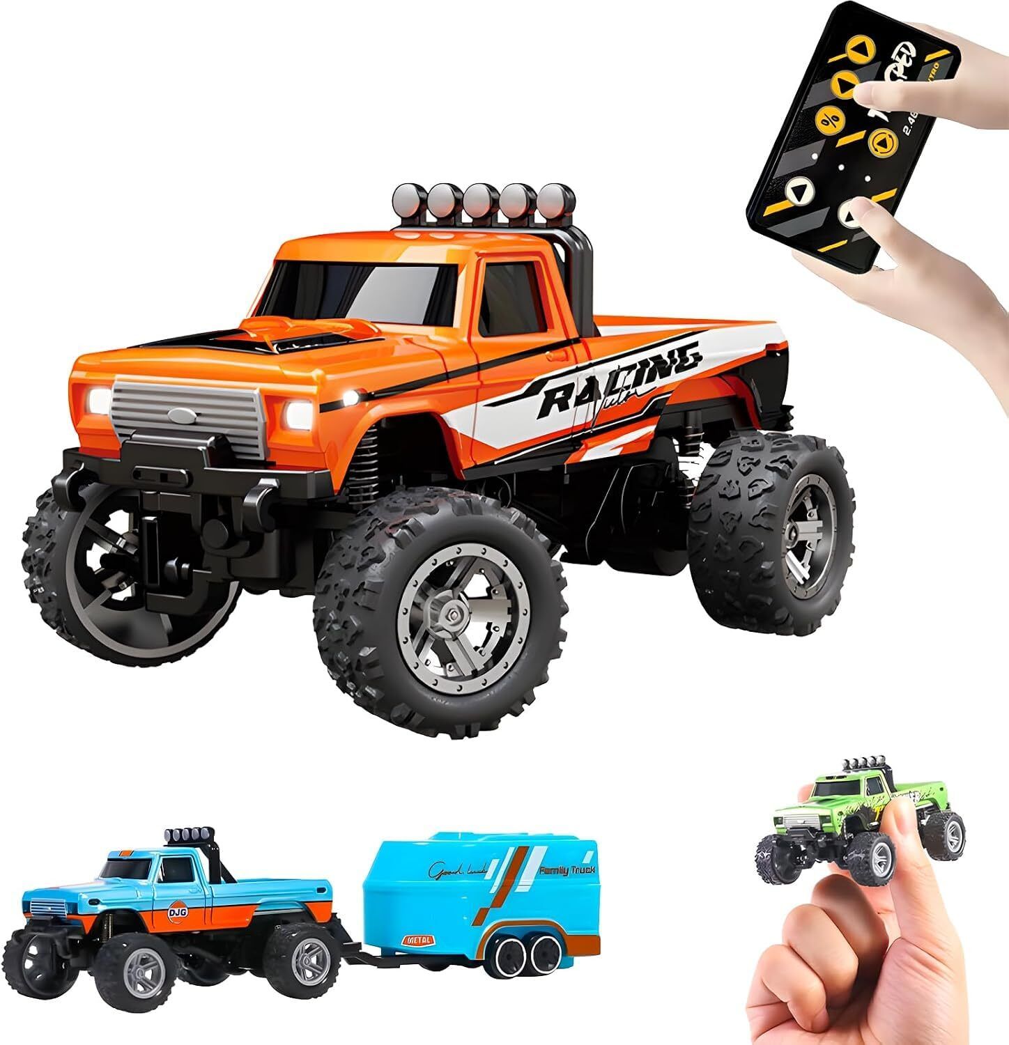 Mini Rc Truck, Mini RC Monster Truck, 1:64 Scale Monster Truck Remote Control Ca-image-1