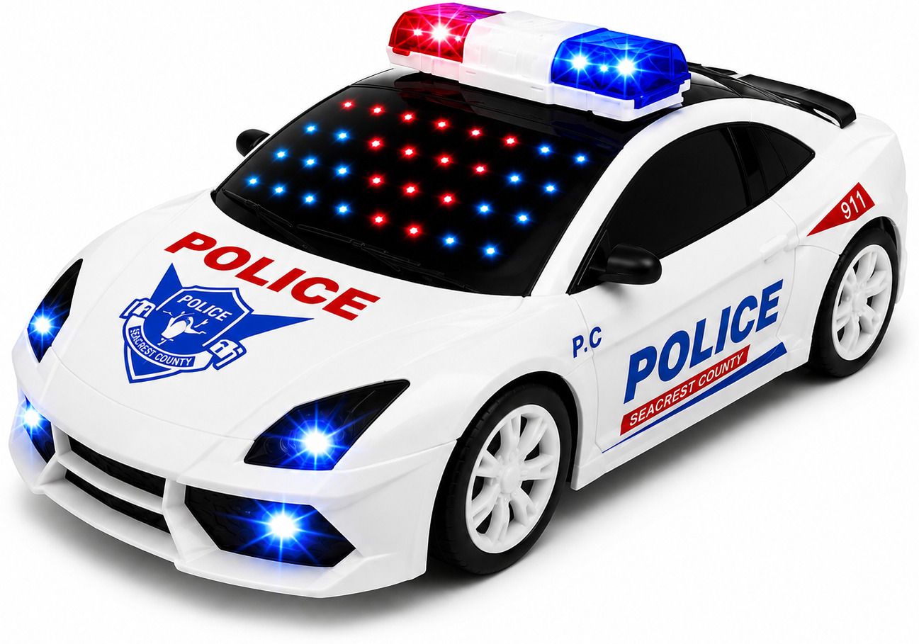viyu naturals Police Car Toy with Lights, Siren Sound & Bump Go Action for Kids-picture-20