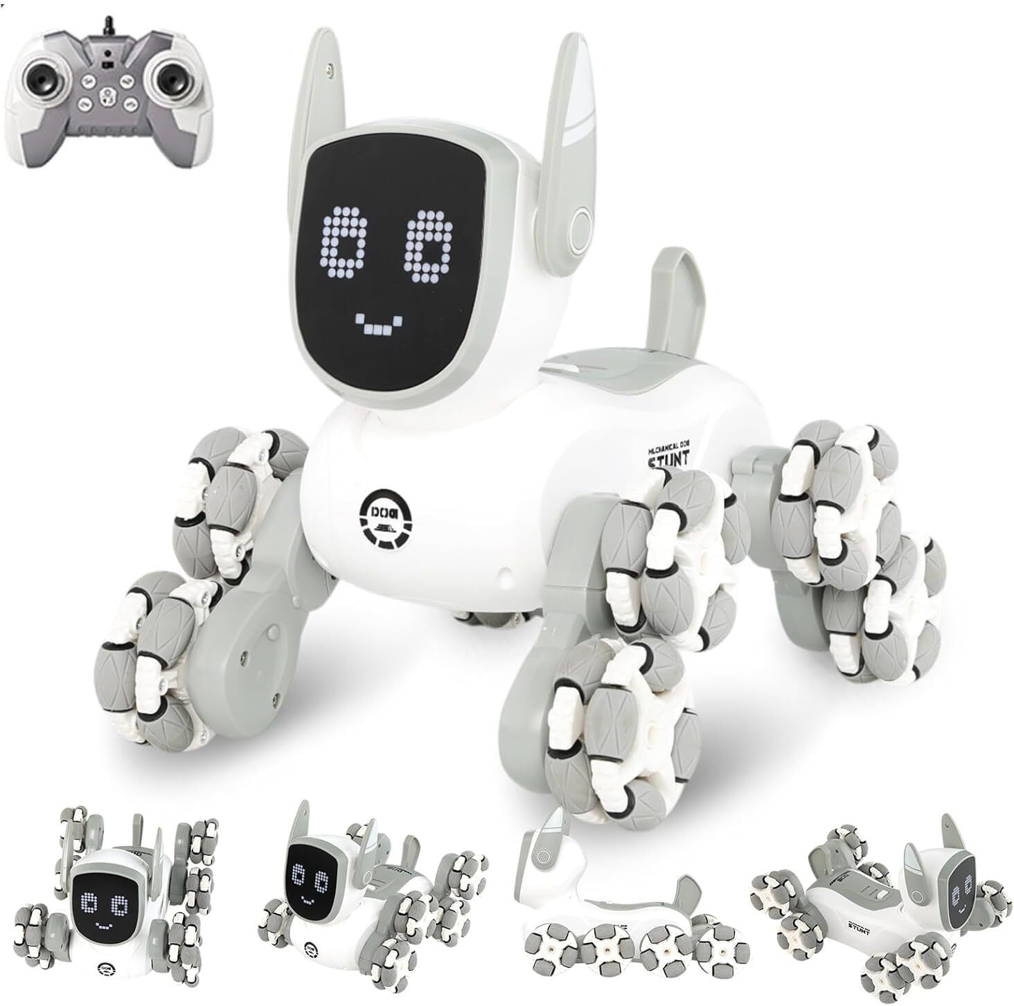 8WD RC Robot Dog Car 8x8 Stunt Vehicle with Light Music Rechargeable Toy for Kid-image-6