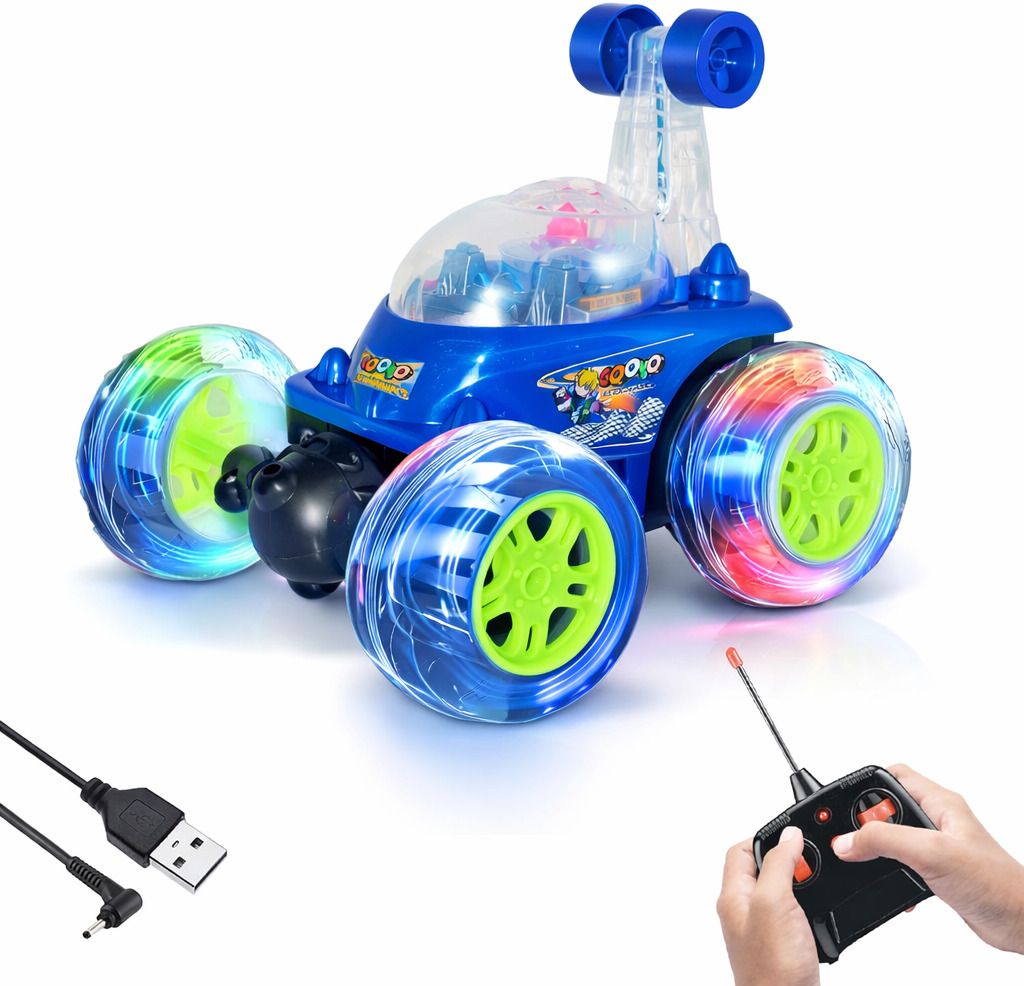Remote Control Stunt Car | 360° Rolling | Lights & Sound | Rechargeable |