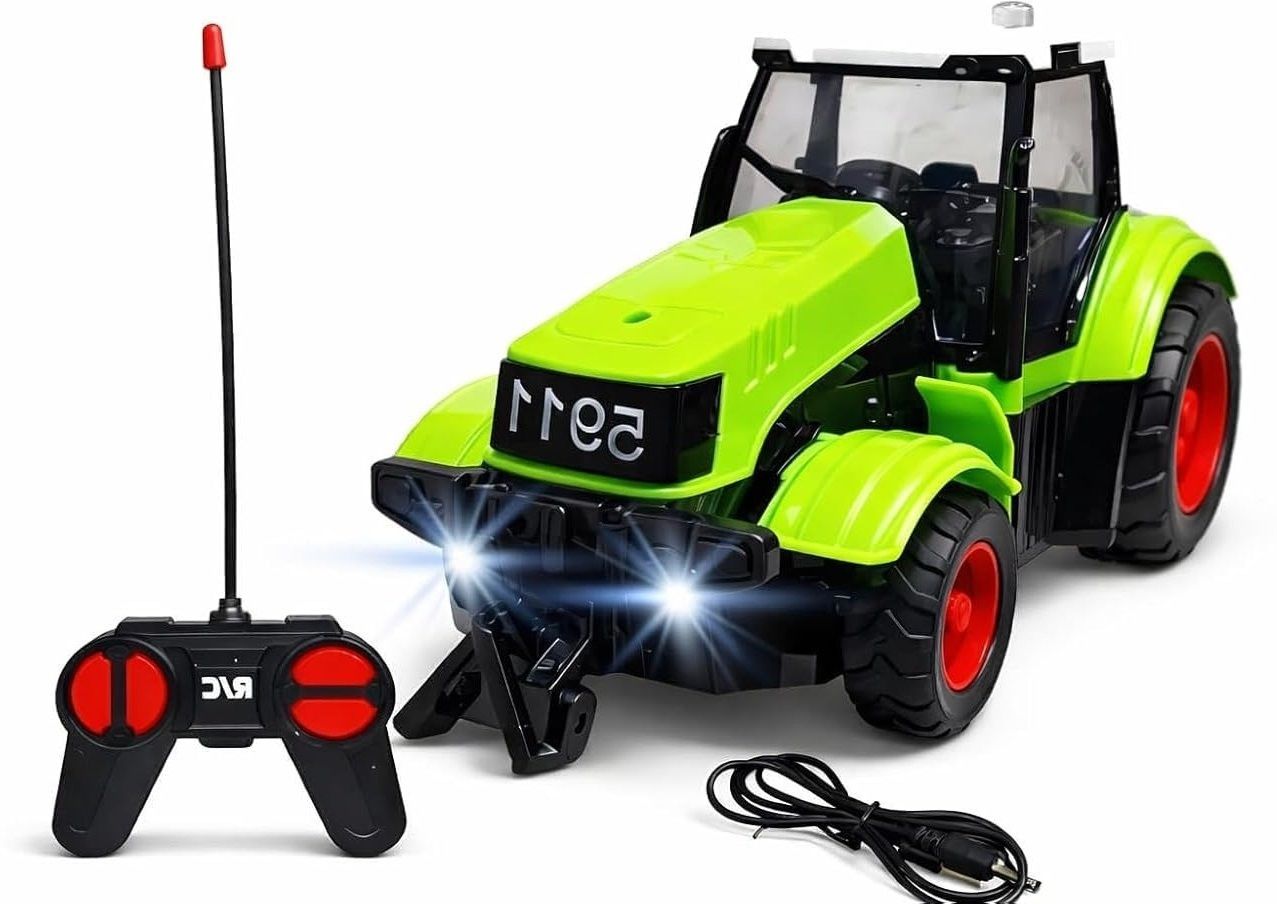 joyaura Remote Control Tractor Toy with, LED Light, Rechargeable Battery Toy for Kids-picture-20