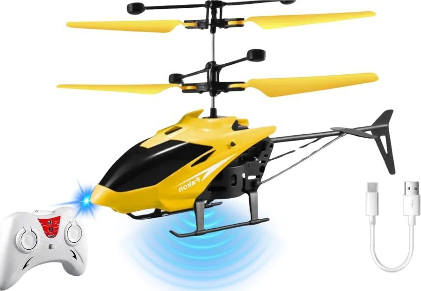 Remote Control Gravity Sensor Helicopter , Led Lights & Rechargable Red Colour-image-3