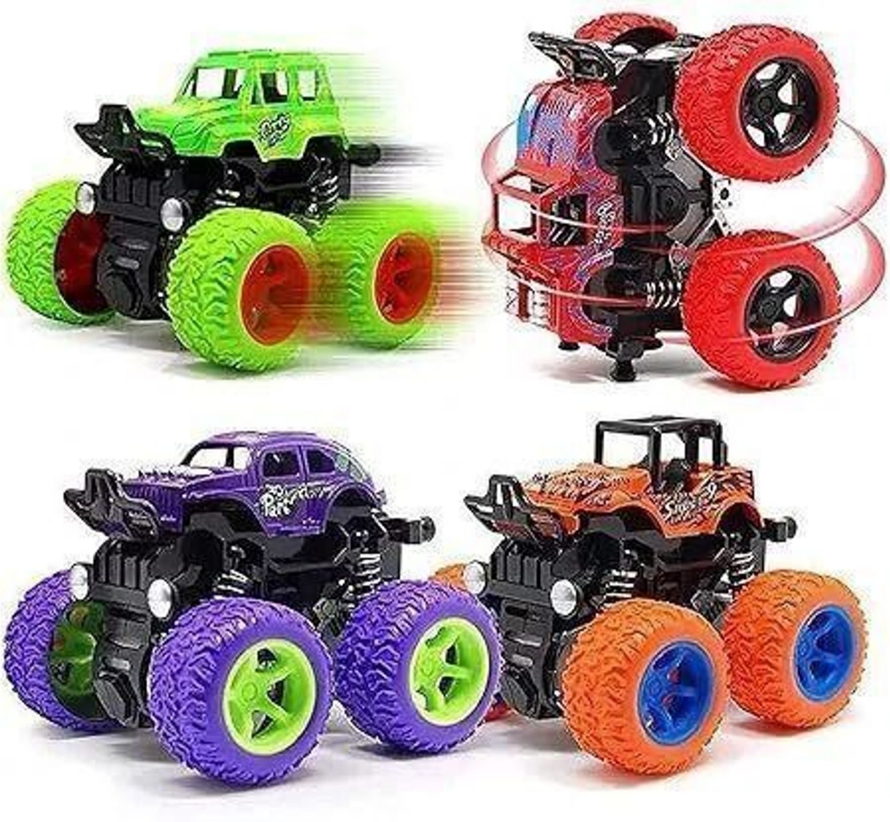 PACK OF 4 360° Rotating Stunt Monster Truck Toy Car for Kids | Friction Powered-image-46
