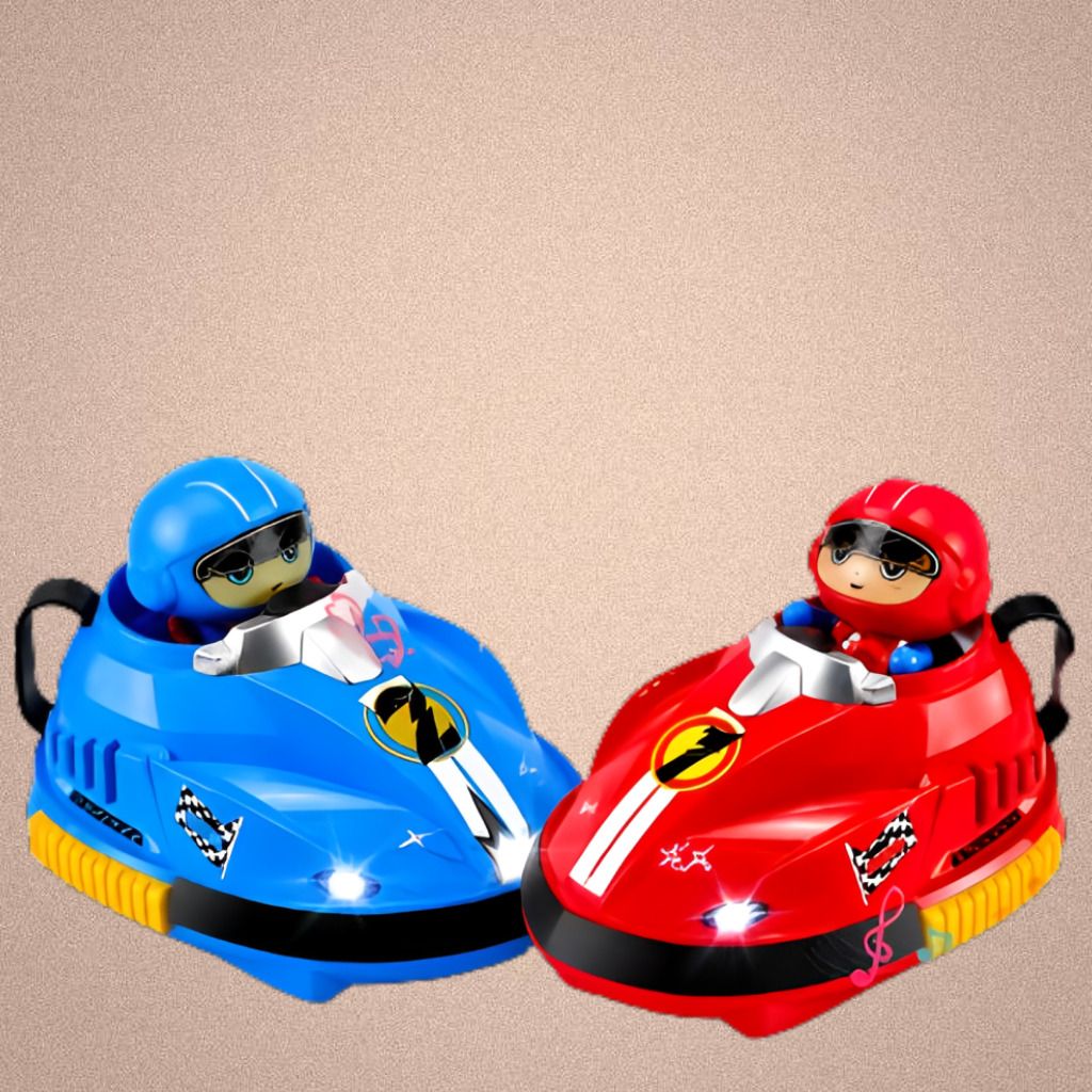 Kids RC Bumper Racing Car Set with Dual Controllers and Bright LEDs-image-17