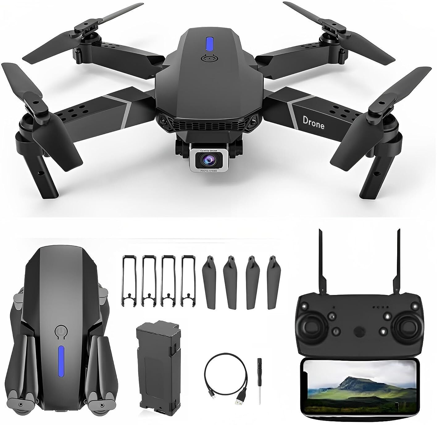 Drone Wide Angle Lens Optical Flow Positioning with 1800Mah Battery WiFi FPV 4 Drone-image-13