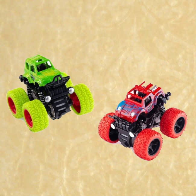 aarozworld Pack of 2 Heavy Duty Monster Truck Toy Cars | Big Tire Racing Vehicles-picture-45