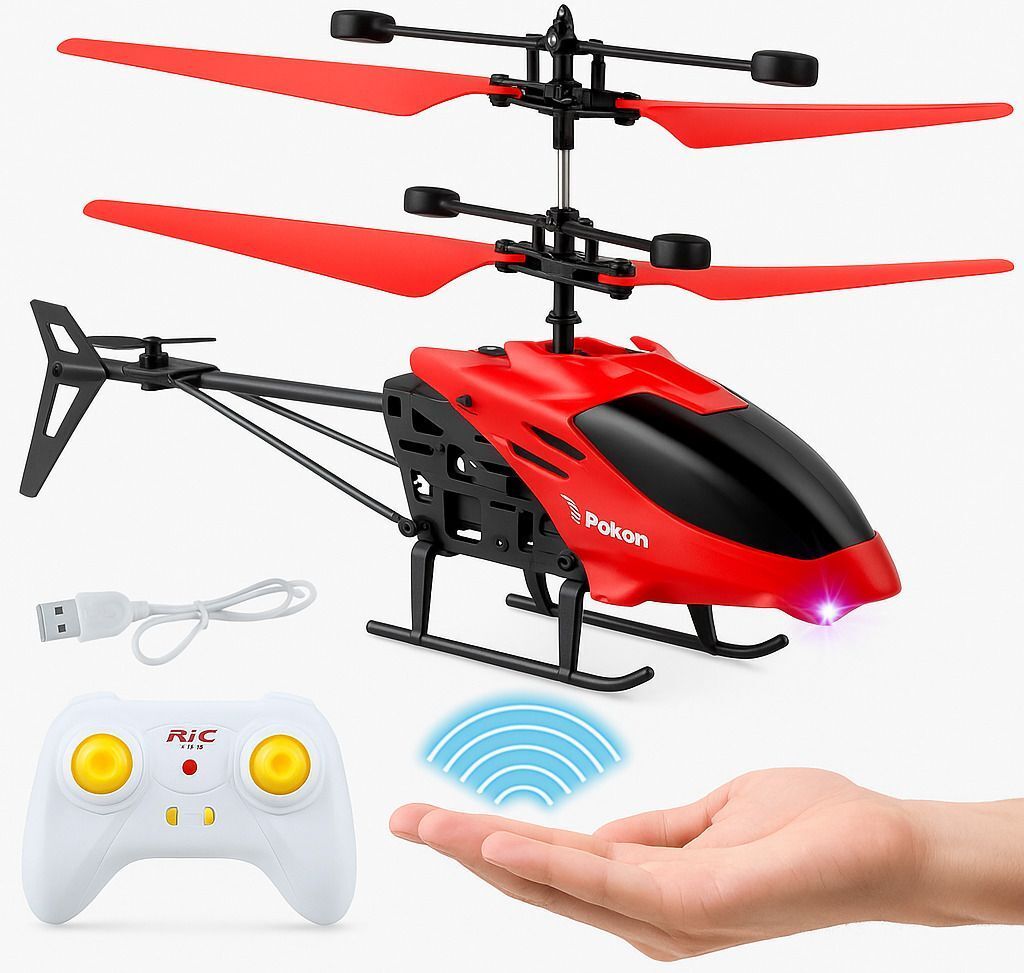 shiv traders USB Rechargeable Flying Helicopter Toy with Remote Control & LED Light-picture-16