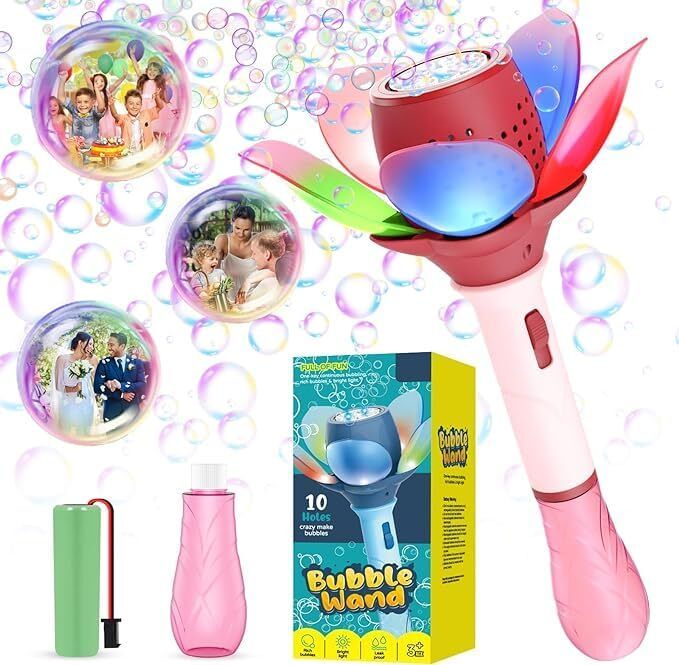 nihank 10-Hole Electric Bubbles Wand Machine Gun for Kids with Rechargeable Battery Toy Bubble Maker-picture-44