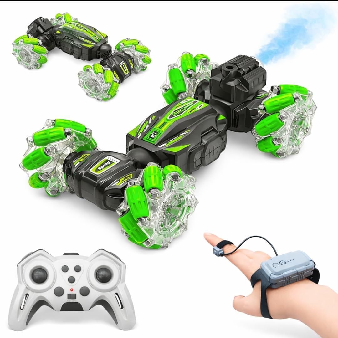 Gesture Control Drift Stunt Car with Spray & LED Lights Green-image-20