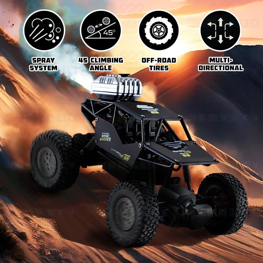 Rock Master RC Car | Type-C Smoke Function Remote Control Off-Road Crawler-image-6