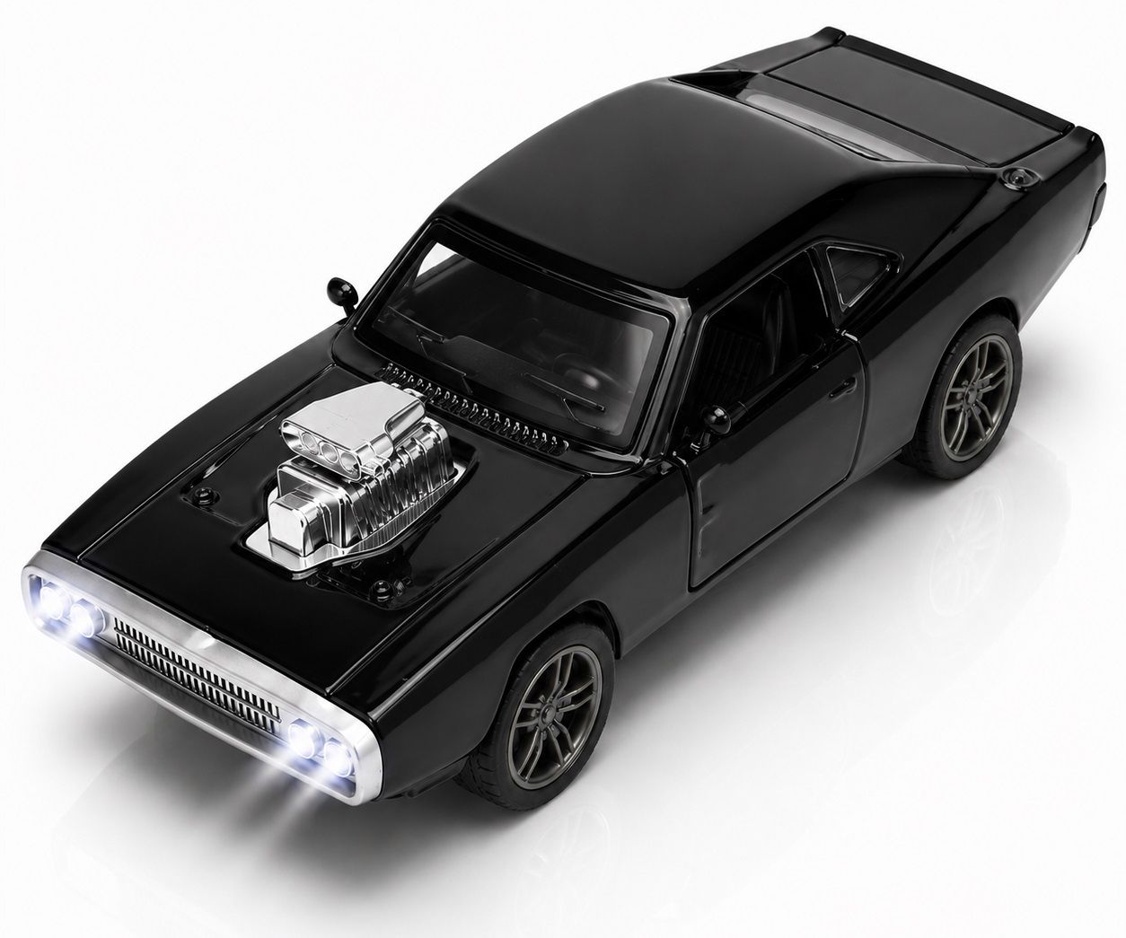 1:36 Scale 1970 Dodge Charger Toy Car Metal Diecast Pullback with Light Sound-image-18